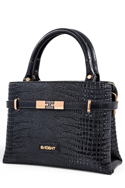 Evident Black, Iguana Patterned, Double Compartment, Crossbody Strap, Small, ...