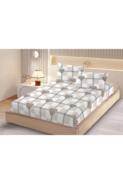 NufJoy Set cearceaf de pat cu elastic 180x200x25 cm si 2 fete perna 50x70 cm ...