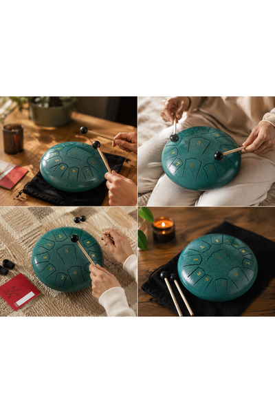The Magıc of Healıng Tongue Drum 15,24 cm Tambur cu limbă din oțel 8 note Set instrument de terapie muzicală pentru meditație și yoga cu geantă