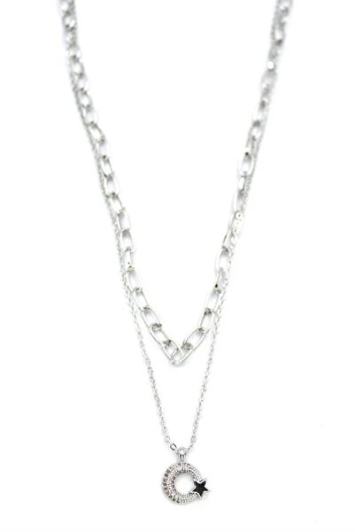 Marsilyan Nvdn- Ieg - Multiple Moon Star Necklace - Silver Iegrs-Nvdn1