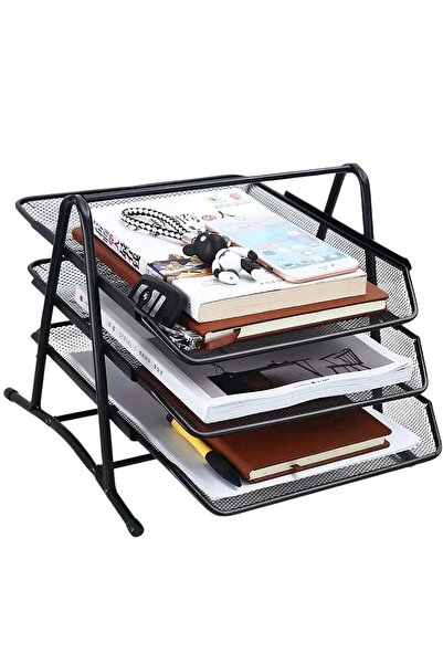 VİO 3 Tier Document File Paper Letter Office Desktop Tray Organizer 3 Desk Fi...