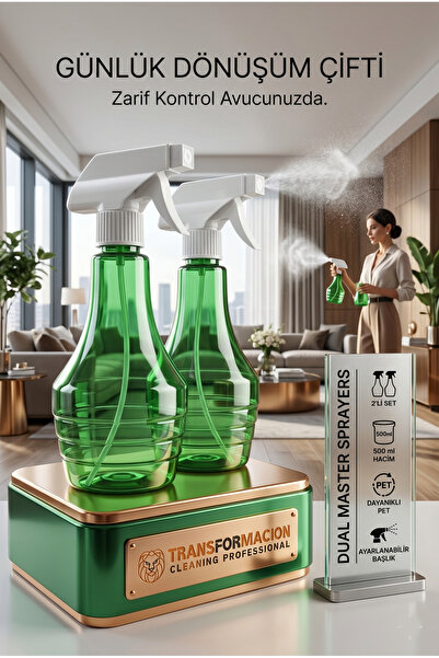 Transformacion 2'li Sprey Şişe 500ml - Ayarlanabilir Fısfıs Başlıklı Berber K...