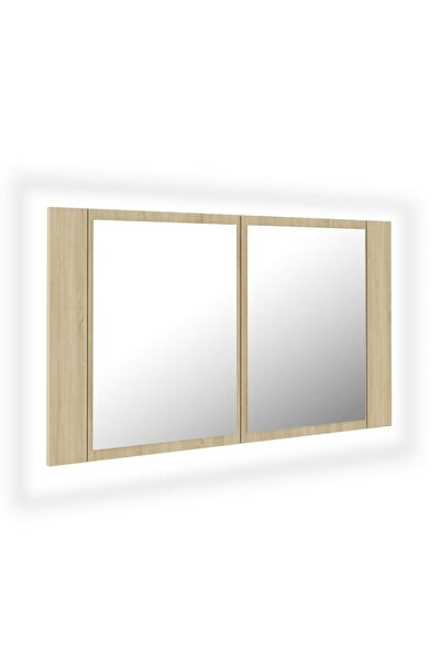 vidaxl Bathroom cabinet with mirror and LED, Sonoma oak, 80x12x45 acrylic