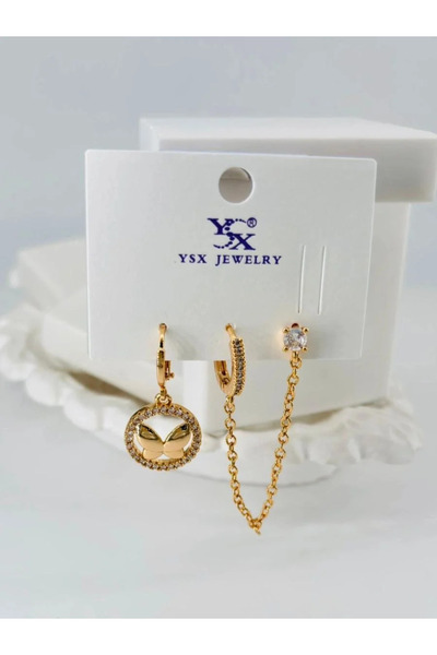 Marsilyan Nvdn- Ieg - Zircon Stone Triple Combination Earrings Iegrs-Nvdn1