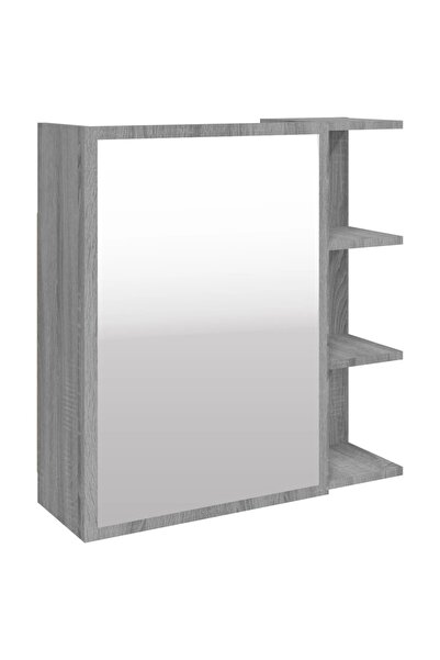 vidaxl Dulap baie cu oglindă gri sonoma 62,5x20,5x64 cm lemn compozit