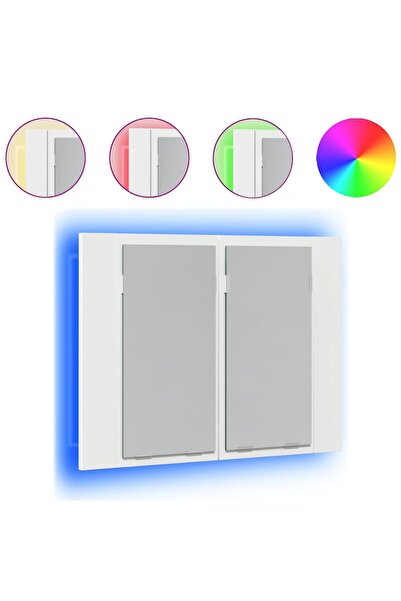 vidaxl Dulap de baie cu oglindă și LED, alb, 60x12x45 cm acril