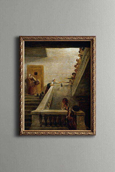 epiqart Historical Staircase Scene - Vintage Patterned Frame - Slim Model