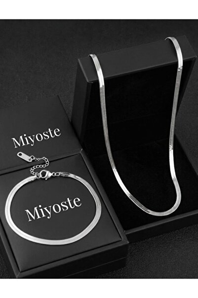 Miyoste Gümüş Renk İtalyan Kolye Ve Bileklik Seti