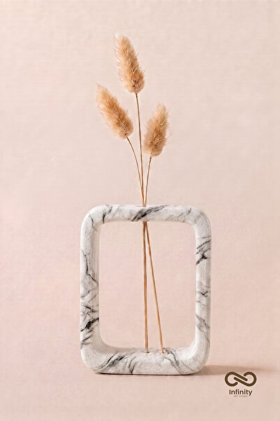 Infinity Art Studio Mineral Beton Çerçeve Formlu Dekoratif Vazo Minimalist Ev...