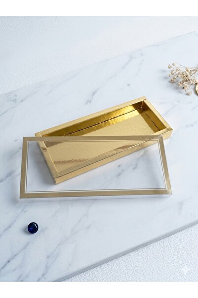 YALDIR GRUP 14*33,5*3 cm Asetat Kapaklı Gold Kutu 10'lu - Hediyelik, Çikolata...