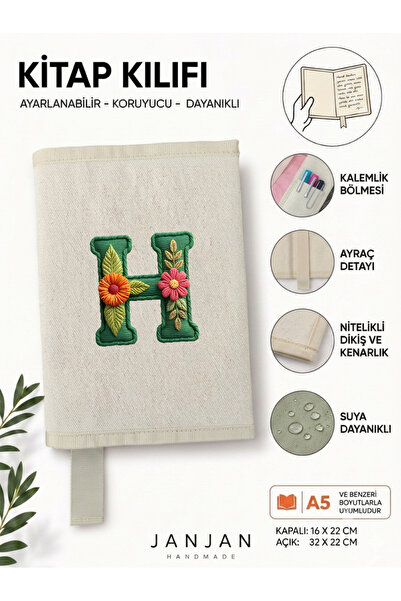 JANJAN DOĞAL KUMAŞ Kitap Kılıf,Yıkanabilir Kitap Kılıfı,Kitap Koruyucu,32x22 ...