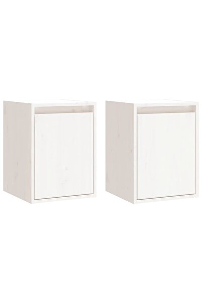 vidaxl Dulapuri de perete 2 buc. alb, 30x30x40 cm, lemn masiv de pin