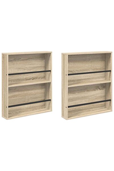 vidaxl Raft pentru reviste cu raft 2 pcs Stejar Sonoma 60 x 12 x 70 cm