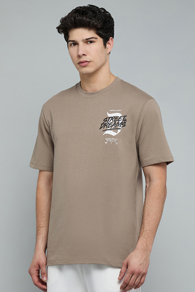 R&B Printed T-Shirt with Crew Neck and Short Sleeves