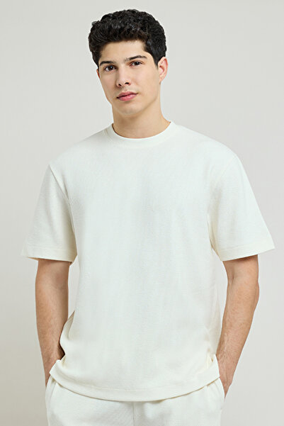 R&B Ribbed T-Shirt with Crew Neck and Short Sleeves