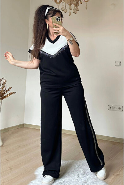 AZRA BUTİK Front Pyramid Stone Set Black