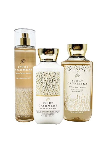 Bath & Body Works كريم كشمير آيفوري، جل استحمام ولوشن