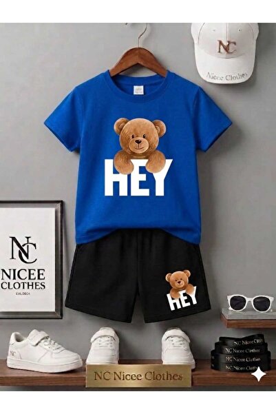 NC Nicee Clothes LETNJA DEČJA MAJICA I KRATKE HLAČE UNISEKS (BELI ŠTAMP SA ME...