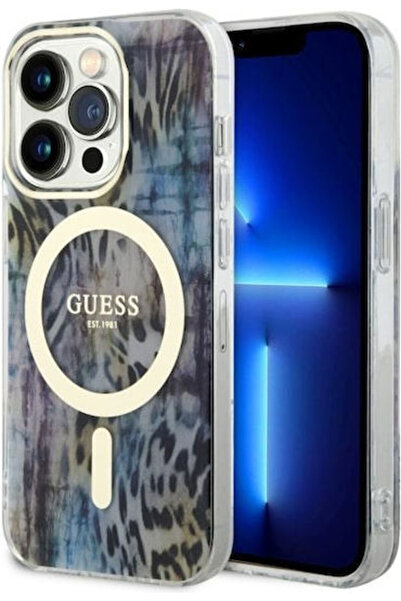 Guess Λεοπάρ MagSafe Πίσω Θήκη Σιλικόνης Μπλε (iPhone 14 Pro Max) Κωδικός: GU...