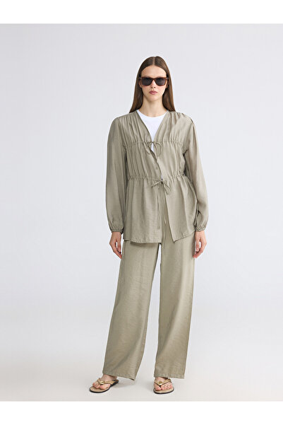 LC Waikiki V-neck kimono with tie detail for women