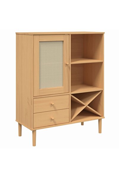 vidaxl Dulap înalt SENJA aspect ratan maro, 90x40x112cm