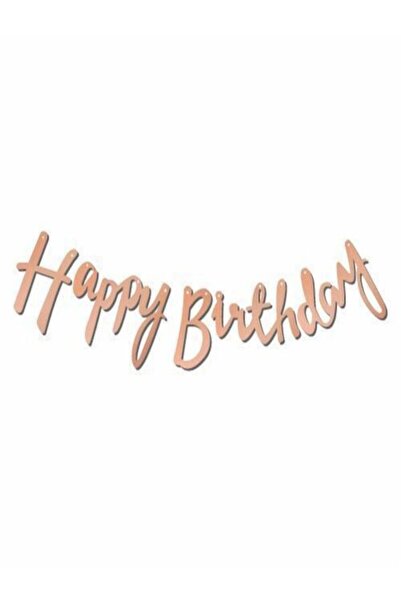 YOUC Design Happy Birthday Calligraphy Banner Text Rose Gold Metallic 2.10 Cm