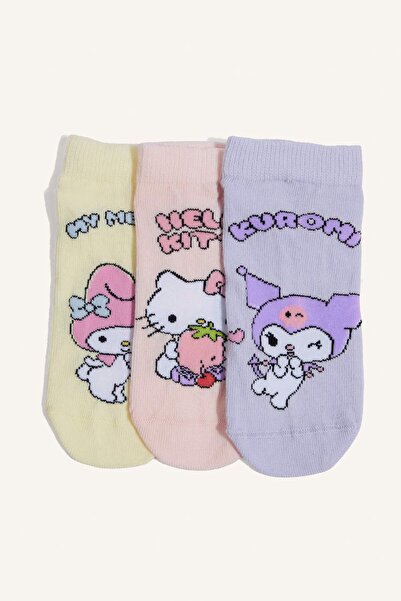 DeFacto Șosete Hello Kitty din bumbac, 3 piese, pentru fete H2351A8NS