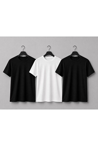 CLIPMAN Tricou Basic Regular Fit pentru bărbați, pachet de 3, negru