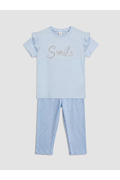 LC Waikiki Esvab • Modern & Distinctive Glitter Printed Girls' Leggings Set