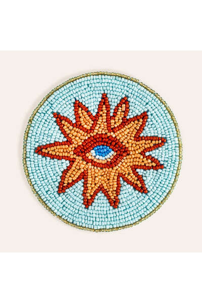 Zsa Zsa Zsu Dadrı Blue Glass Bead Coaster 10 cm