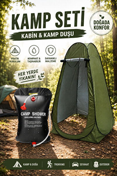 Onetick Kamp Duşu ve WC Duş Kabini Seti - Katlanabilir Portatif Kamp Duş Çadı...