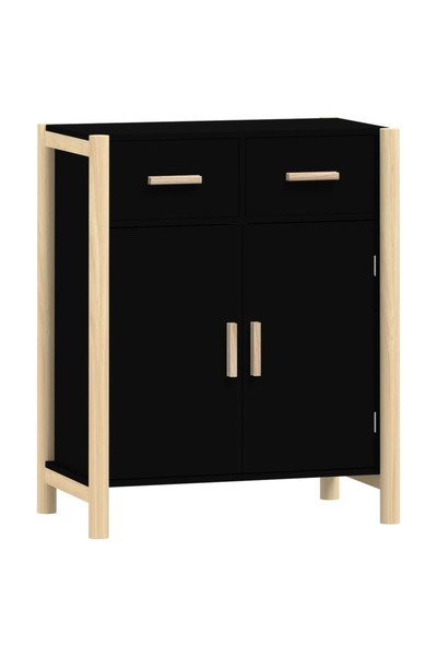 vidaxl Servantă, negru, 62x38x75 cm, lemn prelucrat