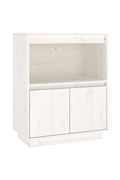 vidaxl Servantă albă 60x34x75 cm din lemn masiv de pin