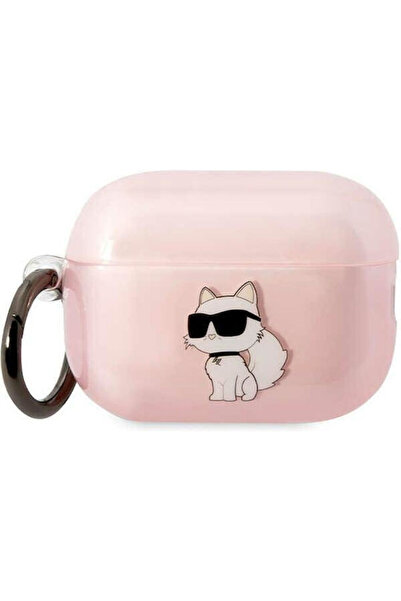 Karl Lagerfeld Choupette 3D Θήκη Σιλικόνης με Μπρελόκ Ροζ για Apple AirPods 3