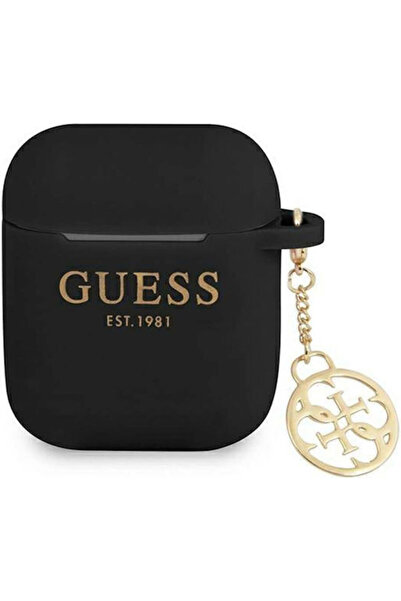 Guess Θήκη σιλικόνης με διακοσμητικό στοιχείο σε μαύρο χρώμα για Apple AirPod...