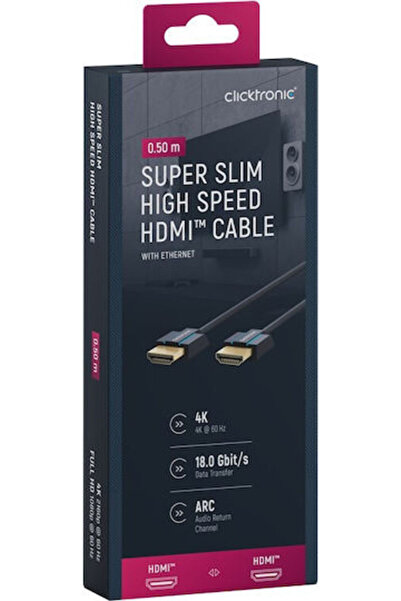 CLICKTRONIC Καλώδιο HDMI 2.0 Premium Υψηλής Ταχύτητας 4K 60Hz HDR HDMI Αρσενι...