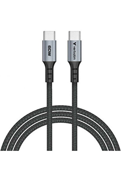 Verbatim Πλεγμένο Καλώδιο USB 2.0 USB-C Αρσενικό - USB-C 60W PD Μαύρο 1.2μ 31845