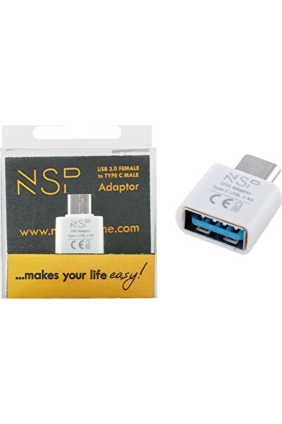 NSP Μετατροπέας USB-C αρσενικό σε USB-A θηλυκό Λευκό 1 τεμάχιο