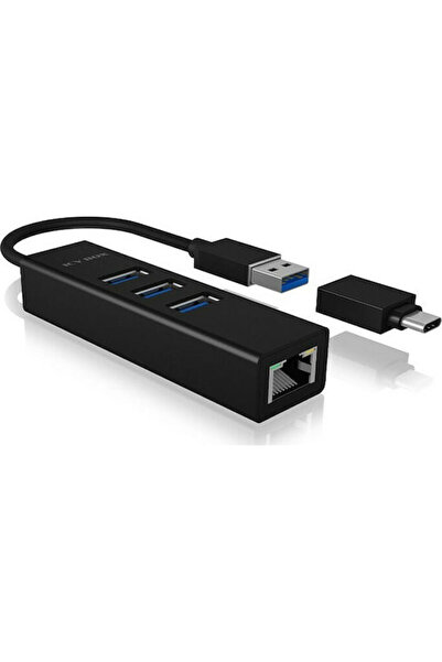 ICY BOX Διανομέας USB με 4 θύρες USB 3.0 (USB-A, USB-C) και σύνδεση Ethernet....