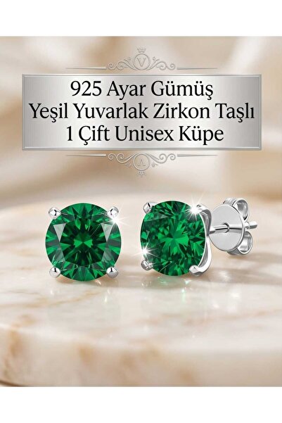 Lunexa 925 Ayar Gümüş Zirkon Taşlı Minimal Unisex Çivi Küpe 4mm ÇİFT (GÖRSELD...