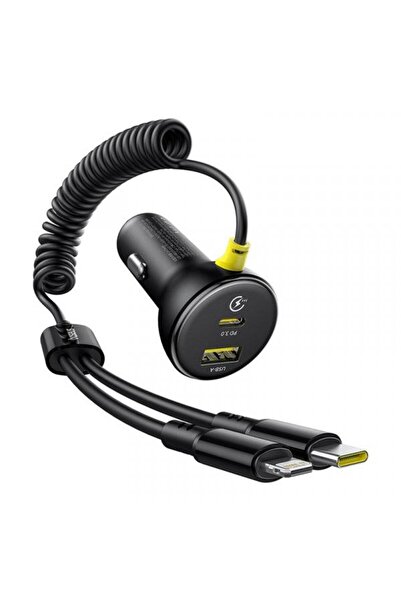 Baseus Circular Car Charger USB-C/Lightning C00035902121-00 60W 3A USB-A + US...