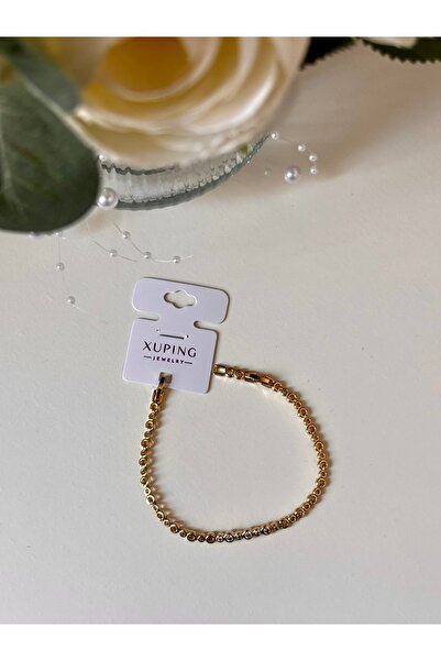 XUPING JEWELRY Yuvarlak Halka Motifli Zirkon Taşlı Xuping Altın Kaplama Kadın...