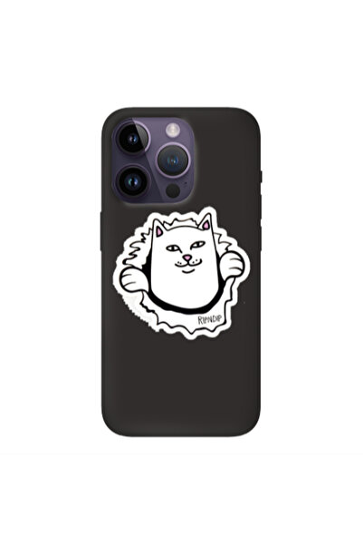 Other Apple iPhone 14 Pro White cat Black Colored Silicone TPU Θήκη