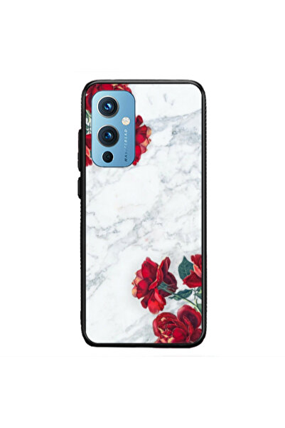 Other Oneplus 9 5G Marble and roses Black Glossy Θήκη