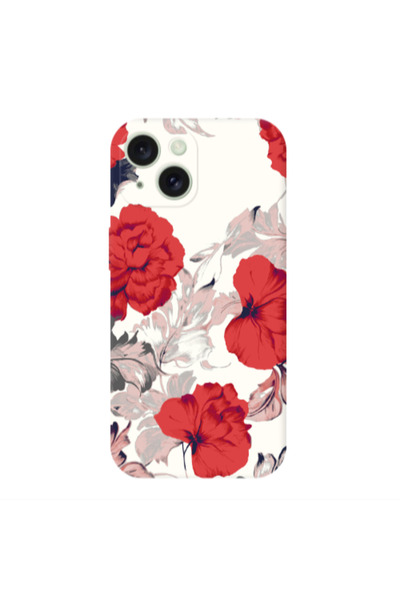 Other Apple iPhone 15 Plus Red Flowers Transparent Silicone TPU Θήκη