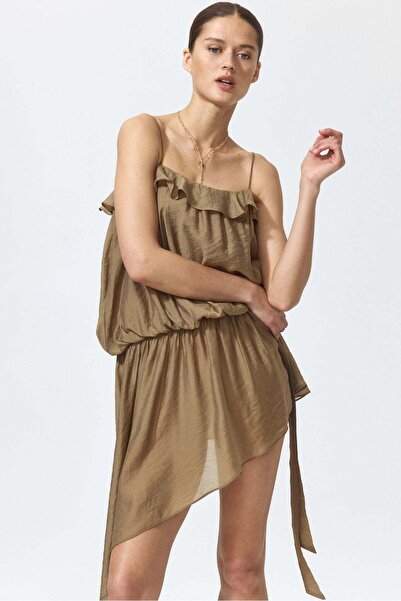 H&M Asymmetric flounce-trimmed dress