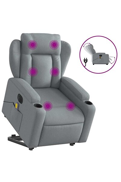vidaxl Fotoliu electric masaj rabatabil cu ridicare, gri închis textil