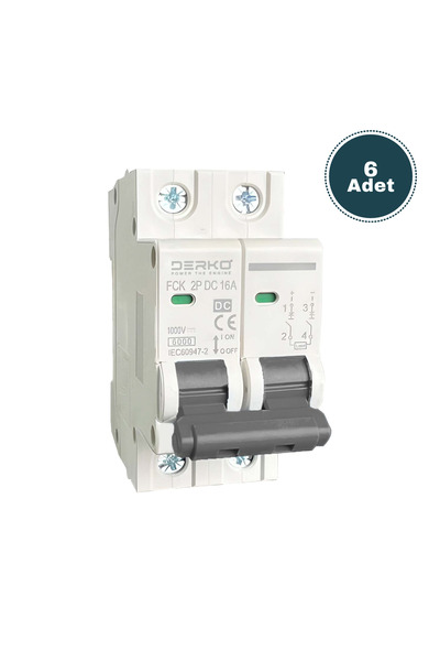 Derko 6 Adet 2 Kutup Dc 10KA 32 Amper C Tipi Otomatik Sigorta (500V Dc)