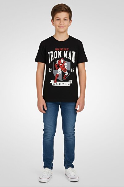 Marvel Kids Boy Graphic Print Short Sleeve T-Shirt, Black