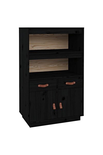 vidaxl Dulap înalt, negru, 67x40x108,5 cm, lemn masiv de pin